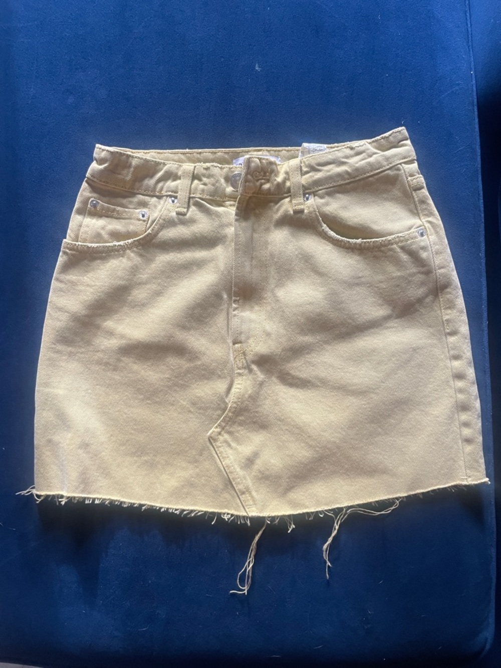 Casual Yellow Denim Mini Skirt